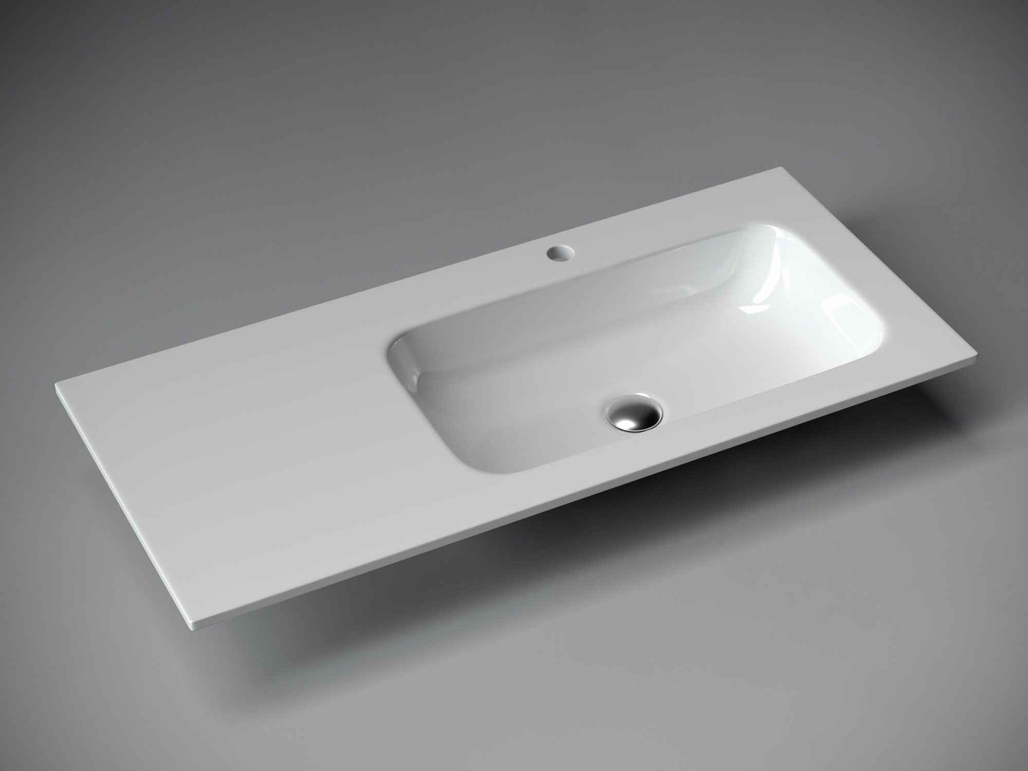 Раковина накладная прямоугольная, чаша справа, с отверстием под смеситель CN7015