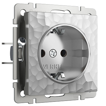 Розетка с заземлением и шторками (серебряный) Werkel