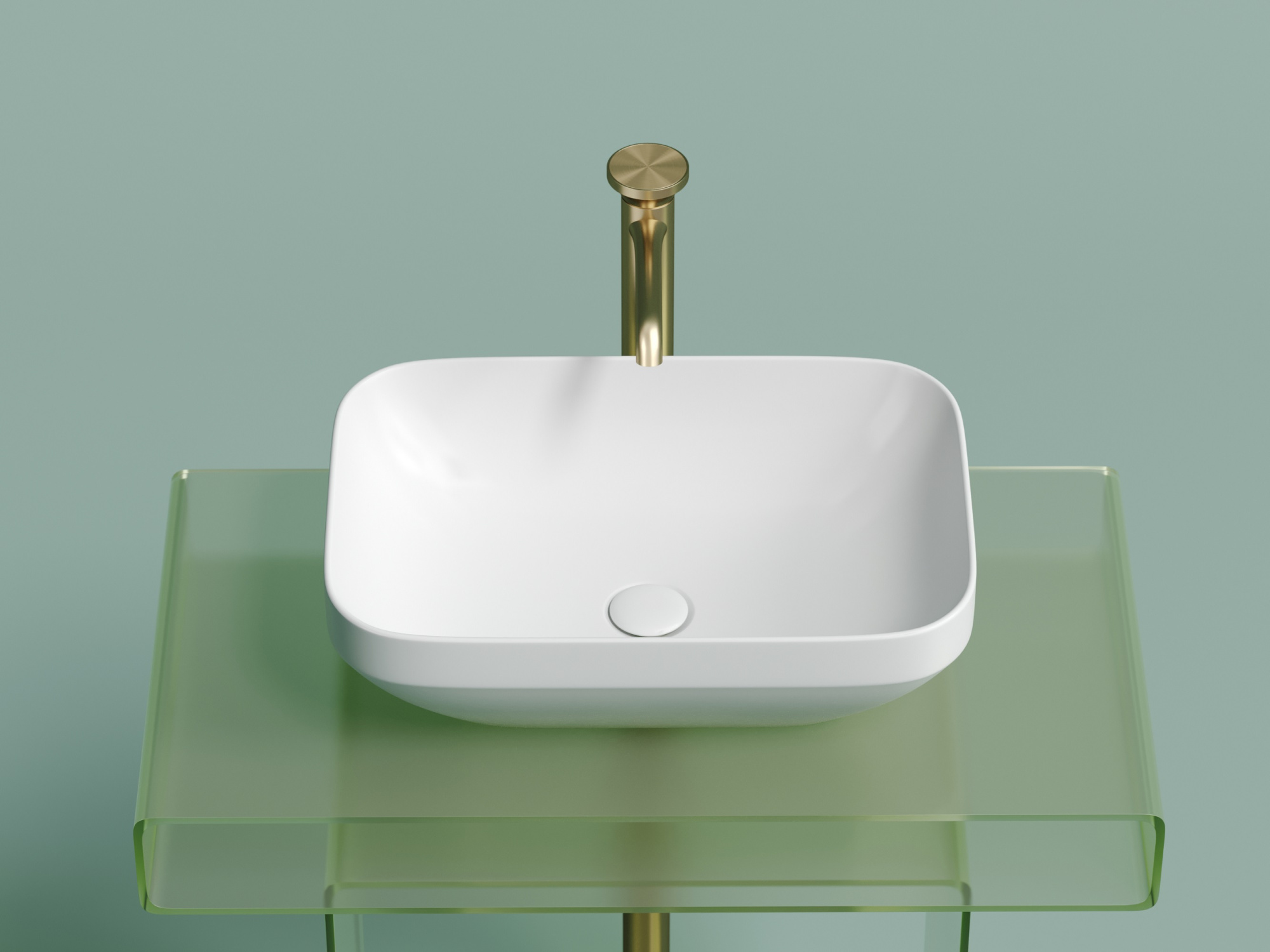 Умывальник чаша накладная прямоугольная CN6055MW