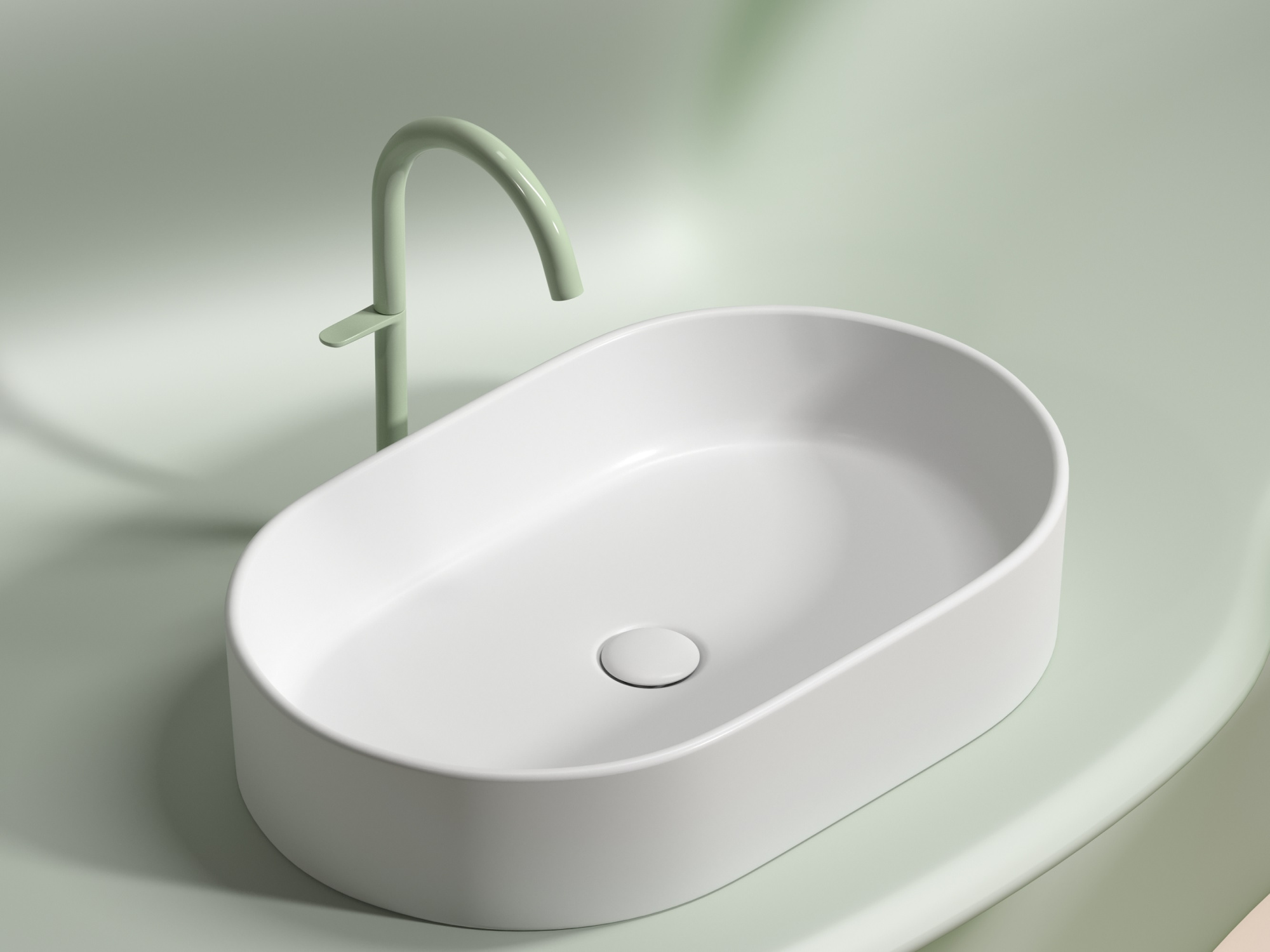 Умывальник чаша накладная овальная CN6048MW