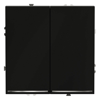 Выключатель встраиваемый VOLTUM S70 двухклавишный с подсветкой 10А, (черный матовый)