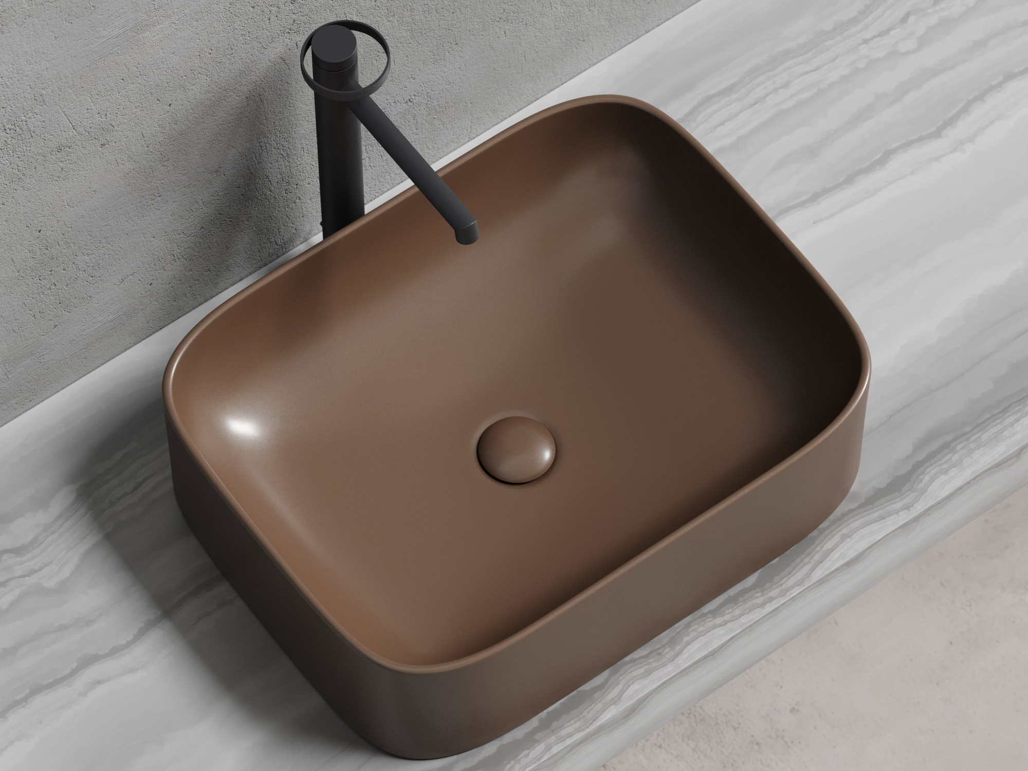 Умывальник чаша накладная прямоугольная CN6052MDB