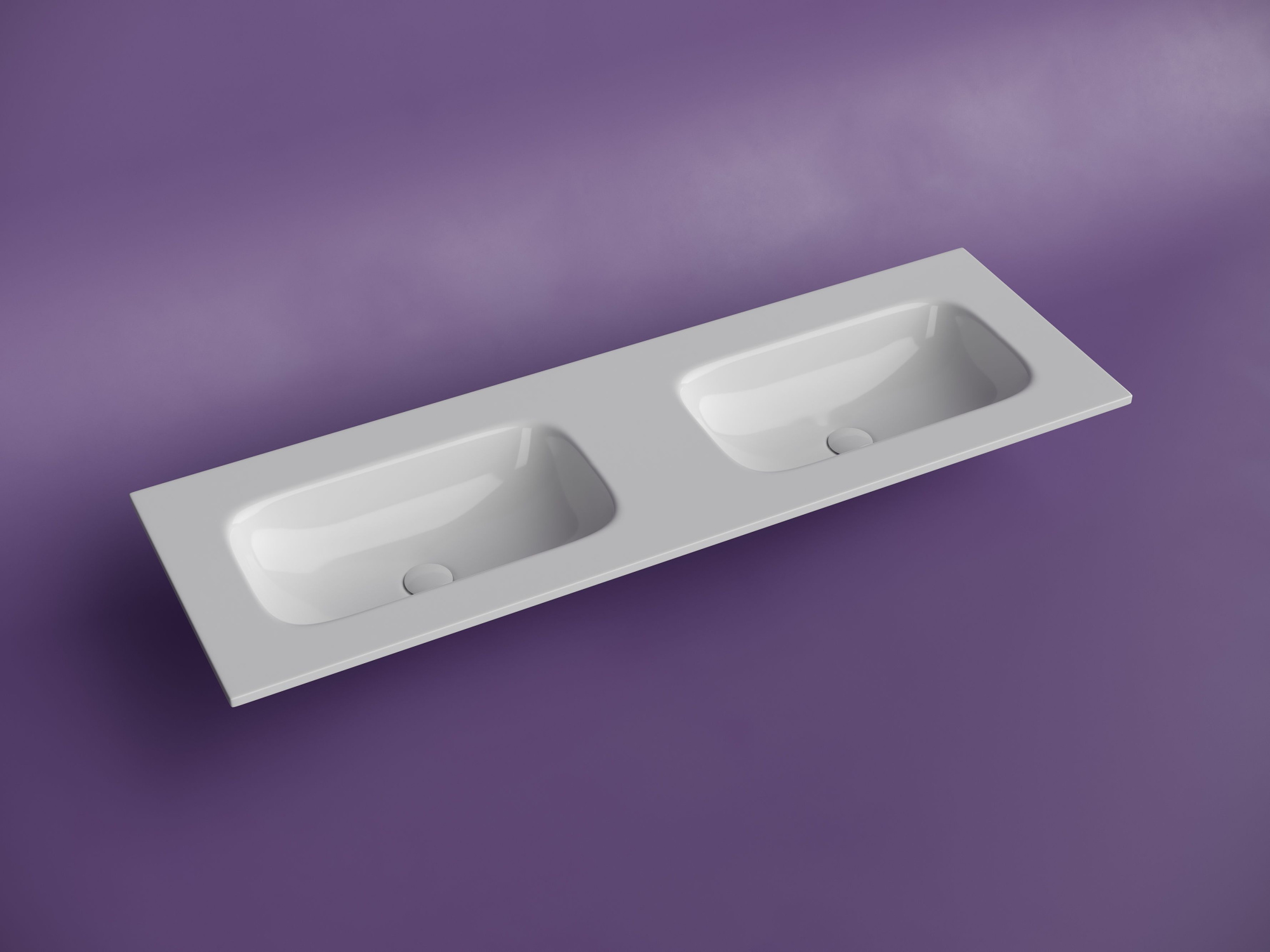 Раковина накладная мебельная прямоугольная с двумя чашами без отверстий под смеситель CN7022wx