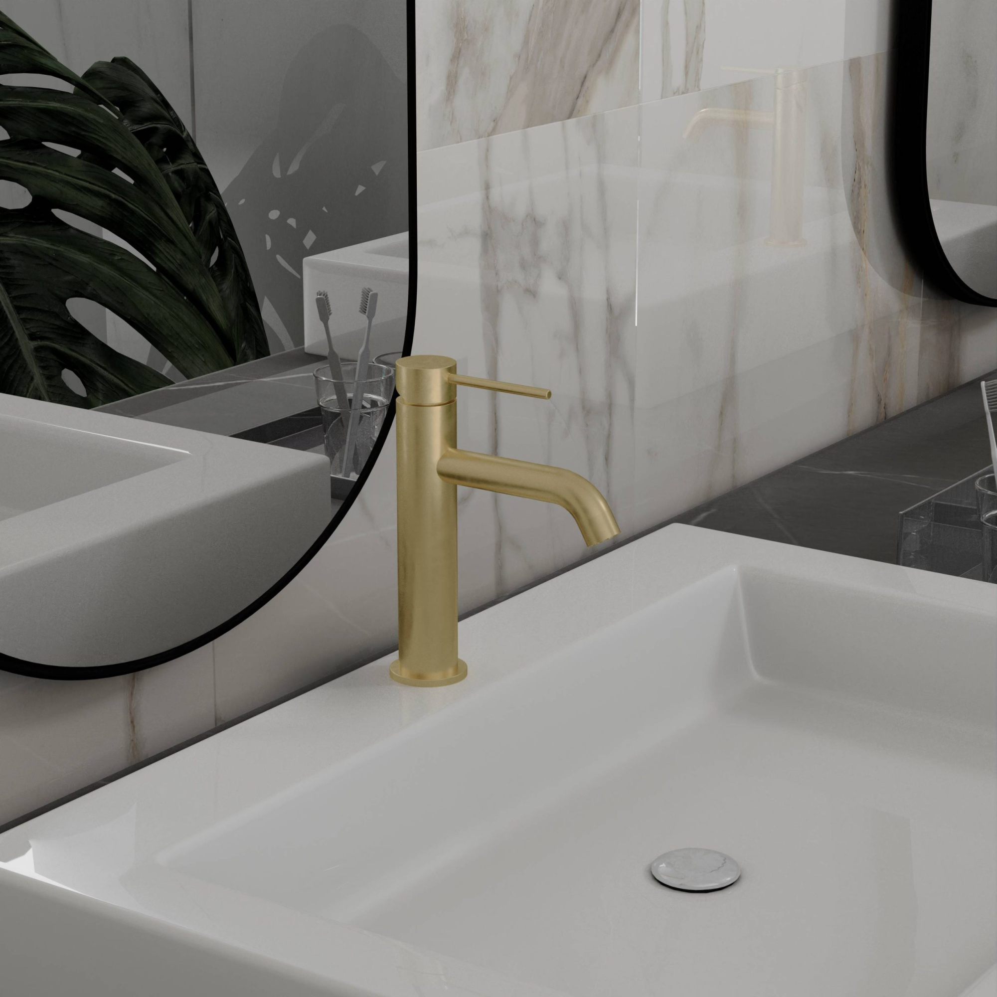 Смеситель Vincea City VBF-2C1BG на раковину брашированное золото