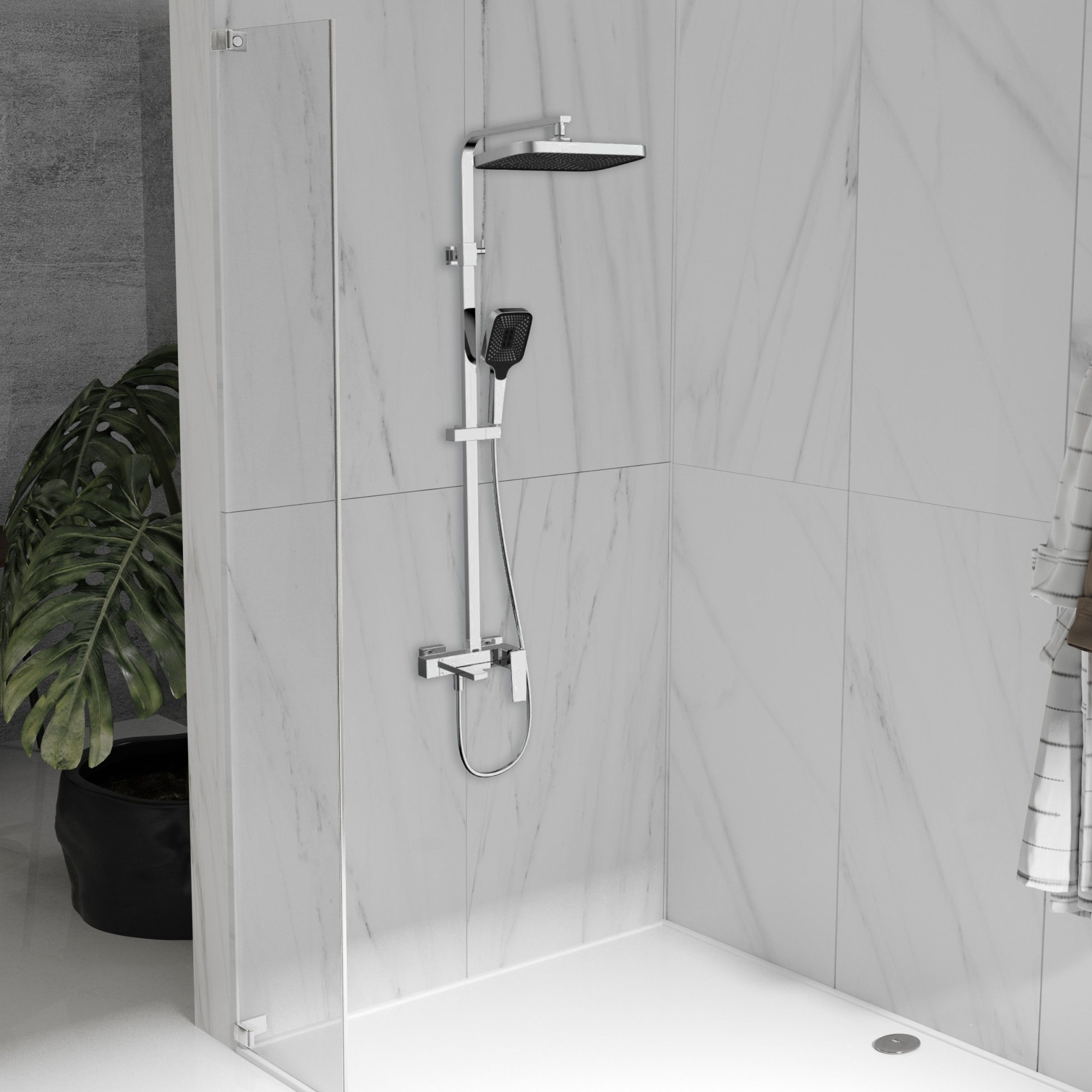 Душевая стойка Vincea Cube VSFS-4C12CH настенная цвет хром