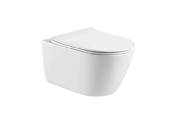 Унитаз подвесной безободковый Aquatek ОБЕРОН AQ1363W-00 531*360*344 с сиденьем Soft Close