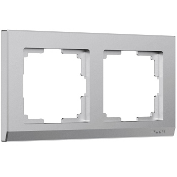 Рамка на 2 поста Stark (серебряный матовый) Werkel