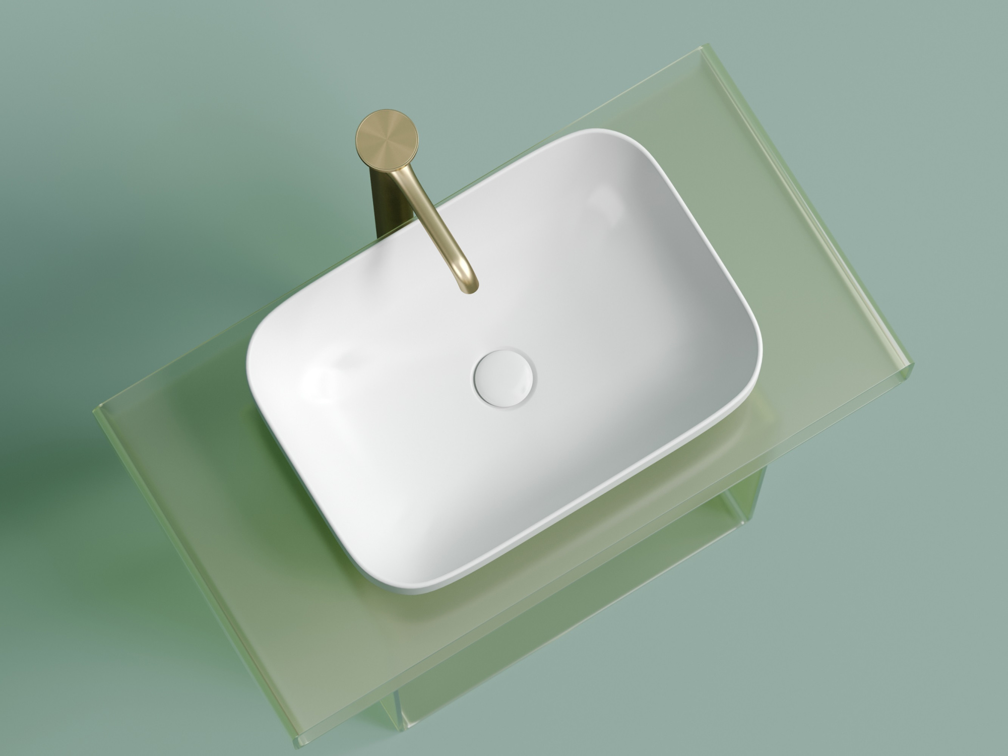 Умывальник чаша накладная прямоугольная CN6055MW