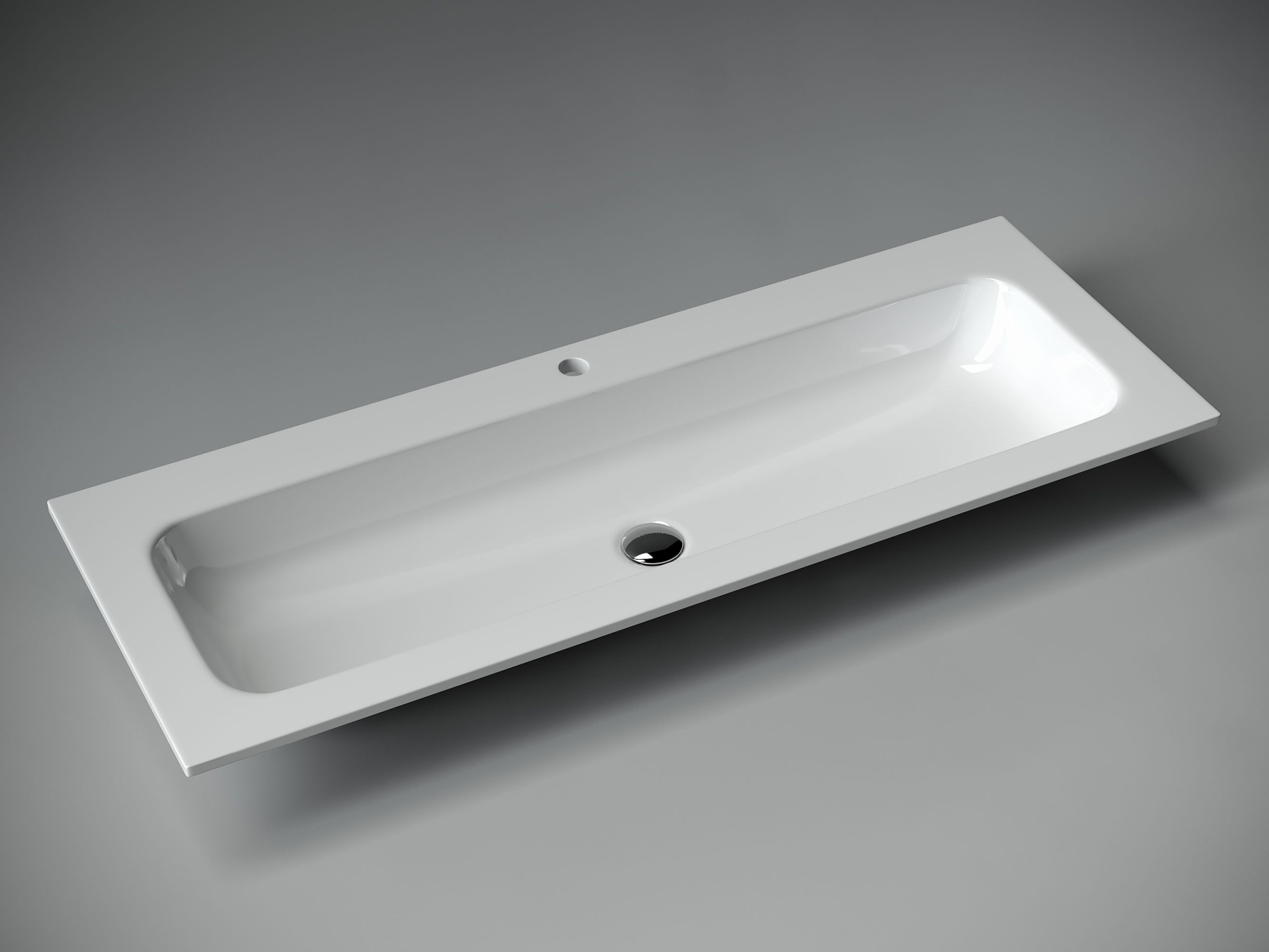 Раковина накладная прямоугольная, c одним отверстием под смеситель CN7017