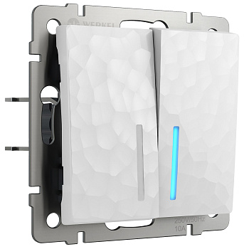 Выключатель двухклавишный проходной с подсветкой (белый) Werkel