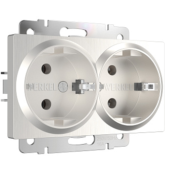 Розетка двойная с заземлением (перламутровый рифленый) Werkel