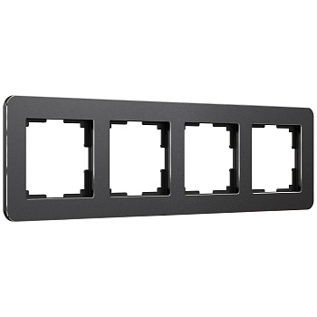 Рамка на 4 поста Platinum черный алюминий Werkel