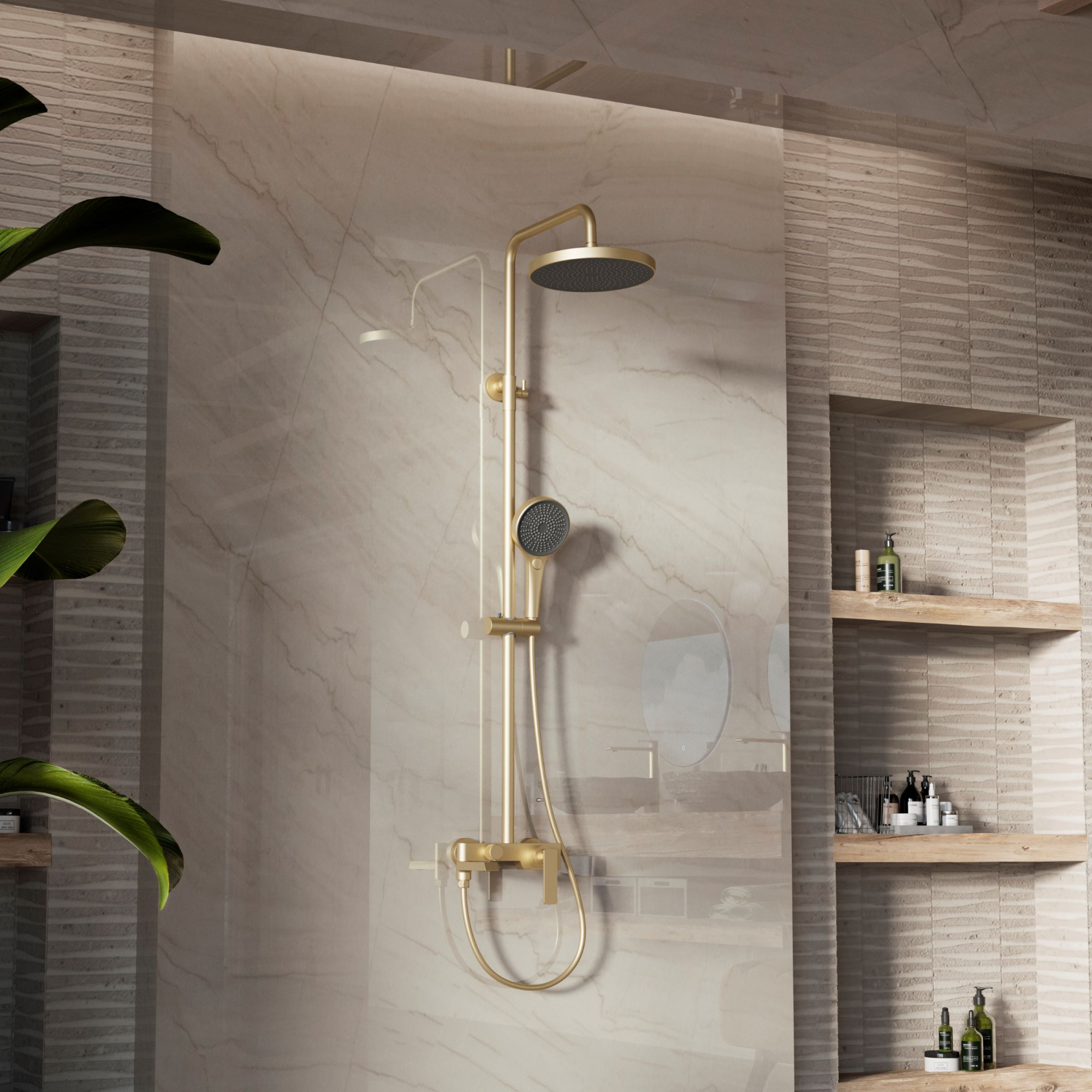 Душевая стойка Vincea VSFS-413BG настенная цвет брашированное золото