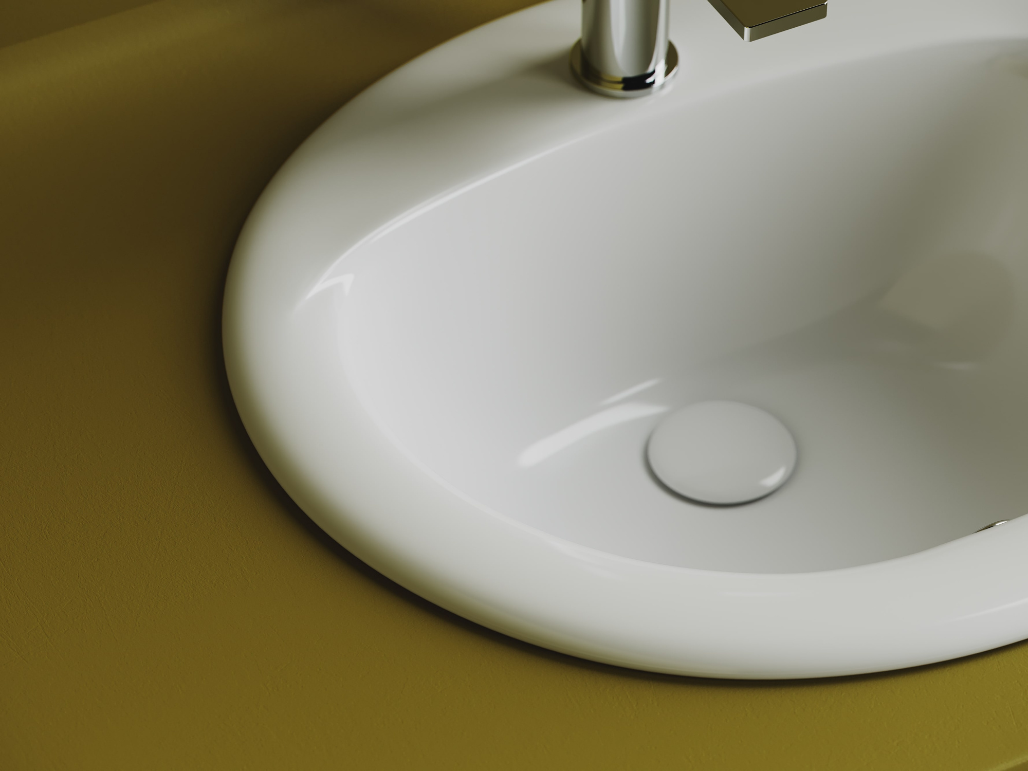 Раковина встраиваемая сверху овальная с переливом CN6080