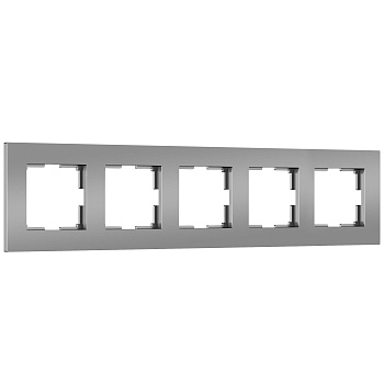 Рамка на 5 постов Slab (серебро софт) Werkel