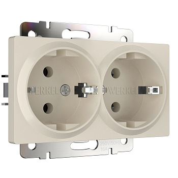 Розетка двойная с заземлением (айвори матовый) Werkel