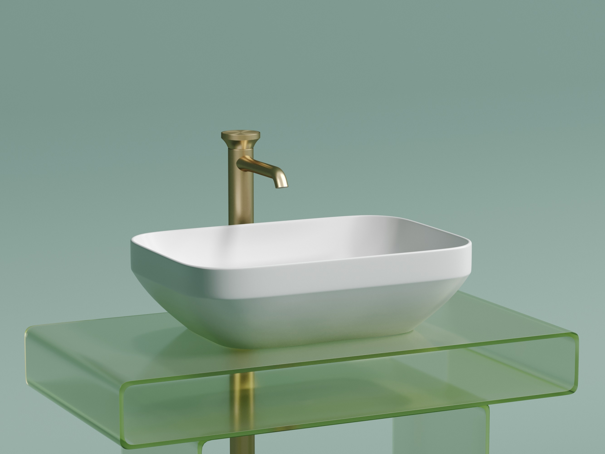 Умывальник чаша накладная прямоугольная CN6055MW