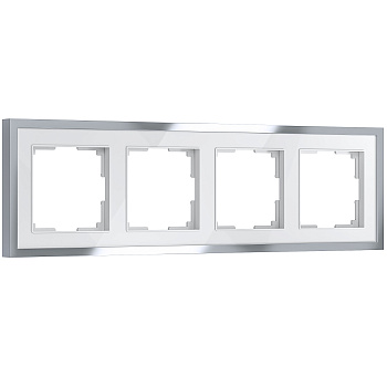 Рамка на 4 поста Baguette (белый/серебро) Werkel