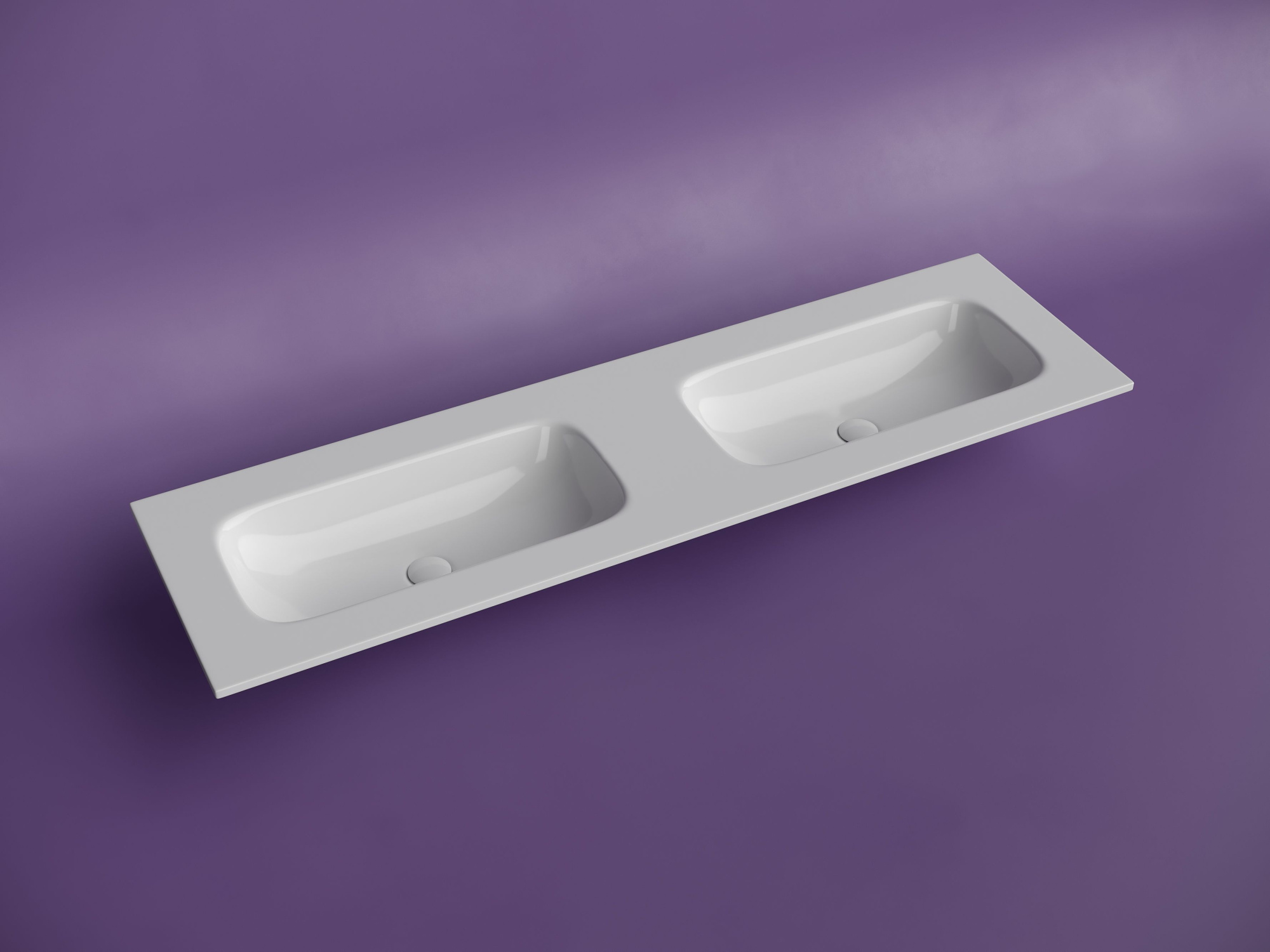 Раковина накладная мебельная прямоугольная с двумя чашами без отверстий под смеситель CN7023wx