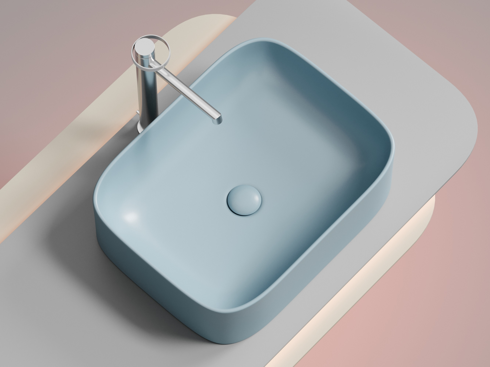 Умывальник чаша накладная прямоугольная CN6052ML