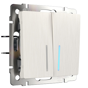 Выключатель двухклавишный с подсветкой (перламутровый рифленый) Werkel