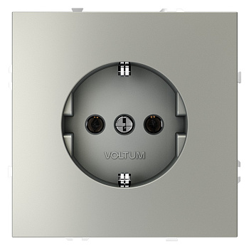Розетка встраиваемая VOLTUM S70 с заземлением 16А, (сталь)