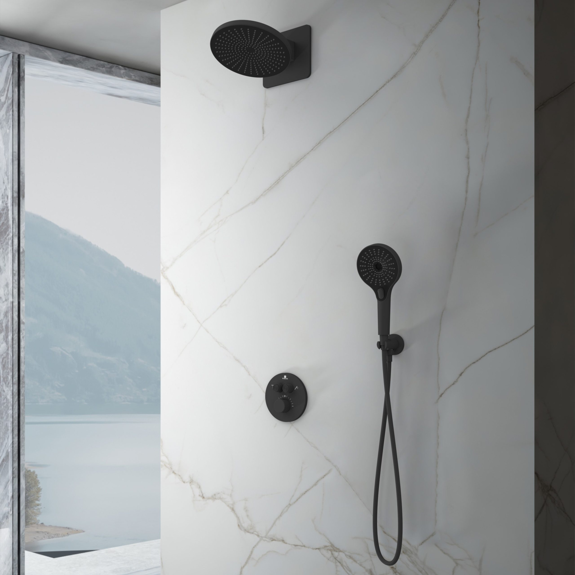 Душевая система Vincea Inspire VSFW-3I22MT5MB встраиваемая в стену цвет черный матовый