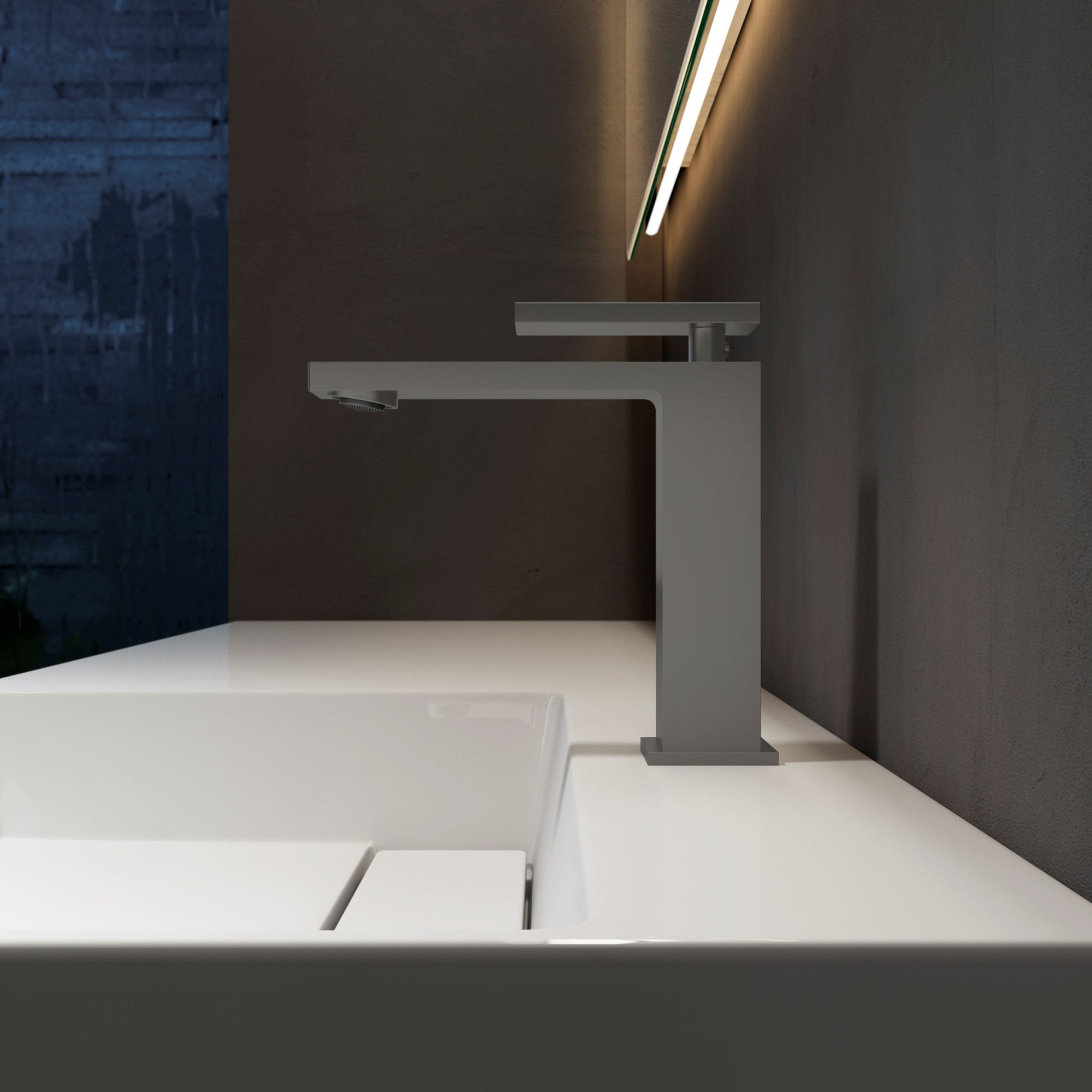 Смеситель Vincea Rim VBF-2DS1GM на раковину вороненая сталь