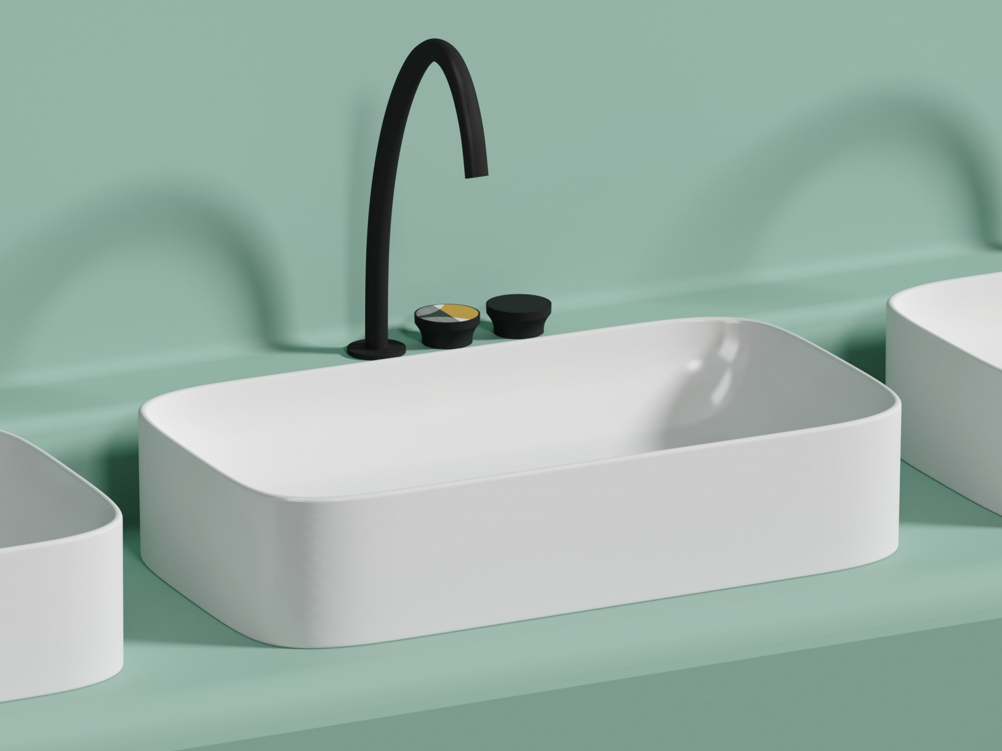 Умывальник чаша накладная прямоугольная CN6054MW