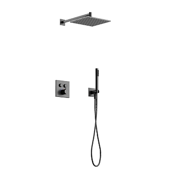 Душевой комплект с термостатом Linn, с внутренней частью, вороненая сталь SC9022GG