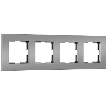 Рамка на 4 поста Slab (серебро софт) Werkel
