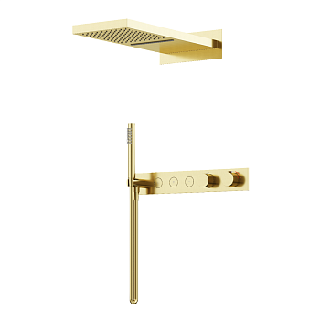 Душевой комплект с термостатом Linn, с внутренней частью, брашированное золото, PVD покрытие SC9023BG