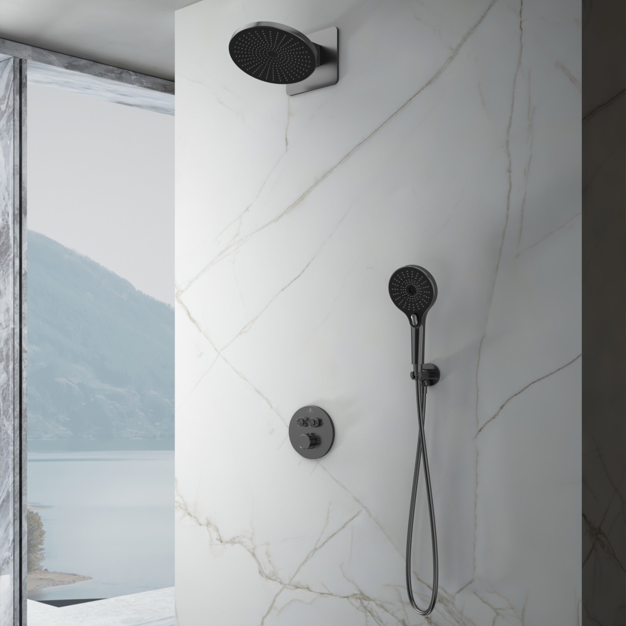 Душевая система Vincea Inspire VSFW-3I22MT5GM встраиваемая в стену цвет вороненая сталь