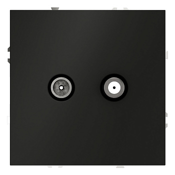 Розетка телевизионная встраиваемая VOLTUM S70 оконечная TV+SAT, (черный матовый)