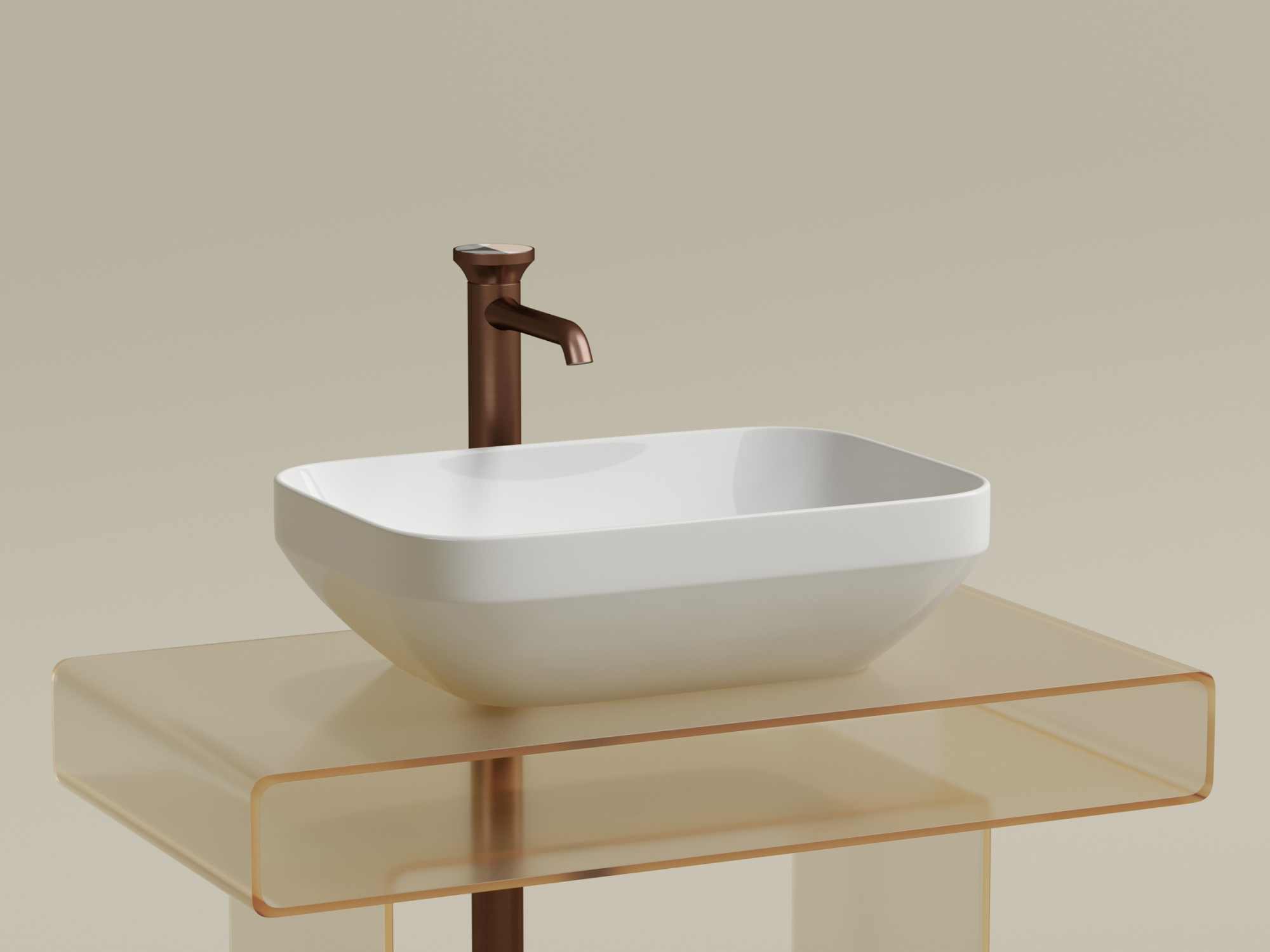 Умывальник чаша накладная прямоугольная CN6055