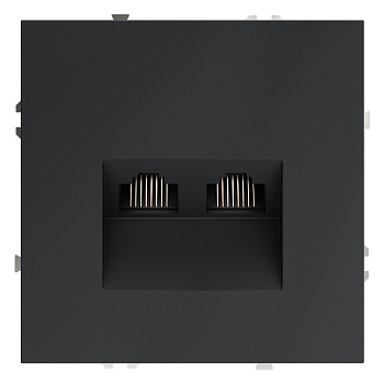 Розетка компьютерная встраиваемая VOLTUM S70 двойная RJ45+RJ45 кат.6, (графит)