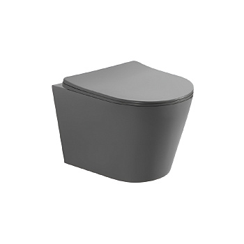 Унитаз подвесной безободковый Aquatek ВЕГА AQ1905-MG 525*360*320, серый матовый, с сиденьем Soft Close