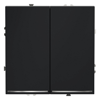 Проходной переключатель встраиваемый VOLTUM S70 двухклавишный с подсветкой 10А, (графит)