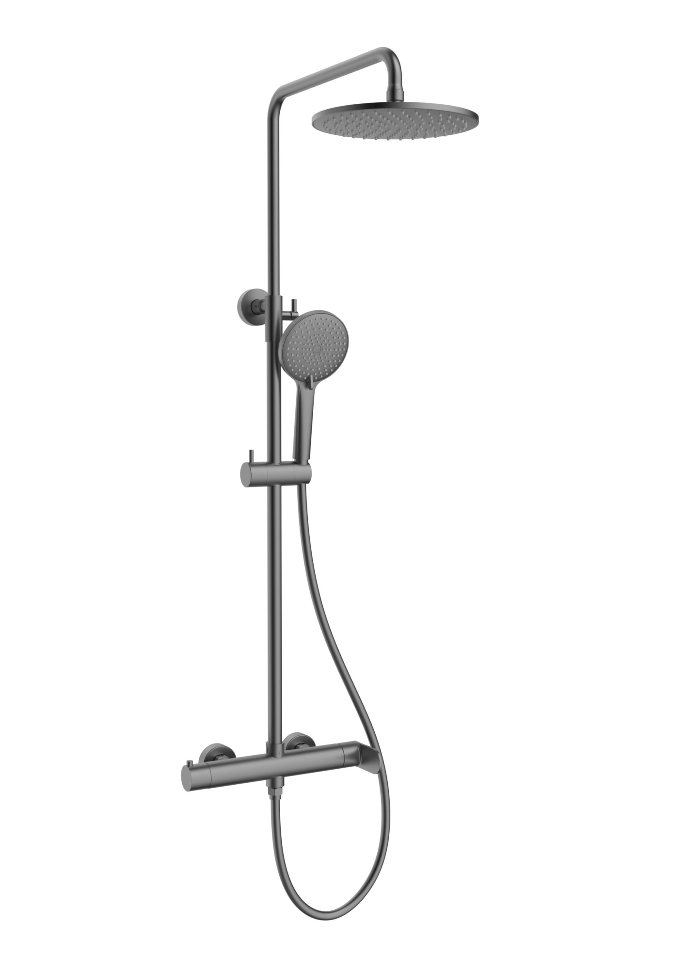 Душевая стойка Vincea Rondo VSFS-1R0GM настенная цвет вороненая сталь