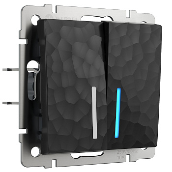 Выключатель двухклавишный с подсветкой (черный) Werkel