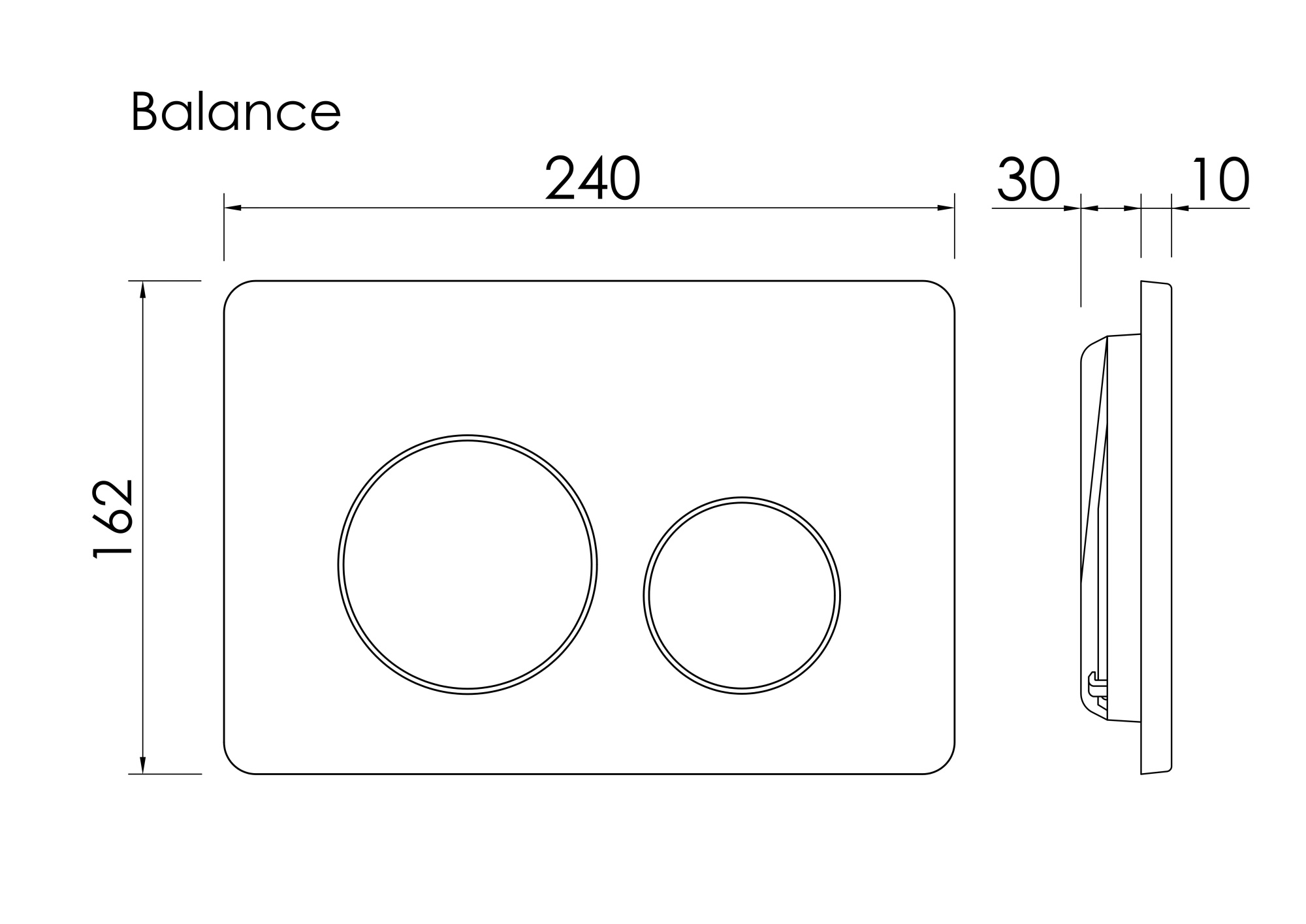 Кнопка смыва Balance, клавиши Square, цвет черный матовый CN12-002MB