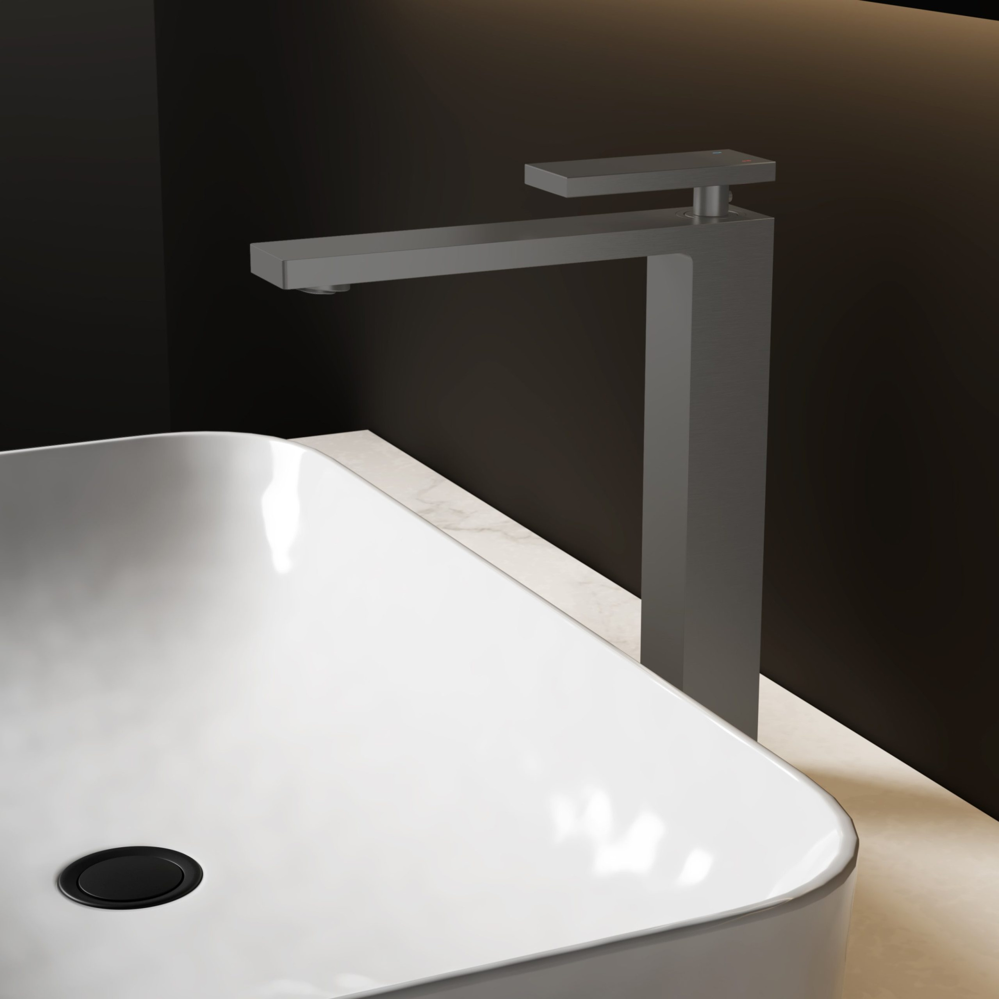 Смеситель Vincea Dice VBF-2DS2GM на столешницу/на раковину вороненая сталь