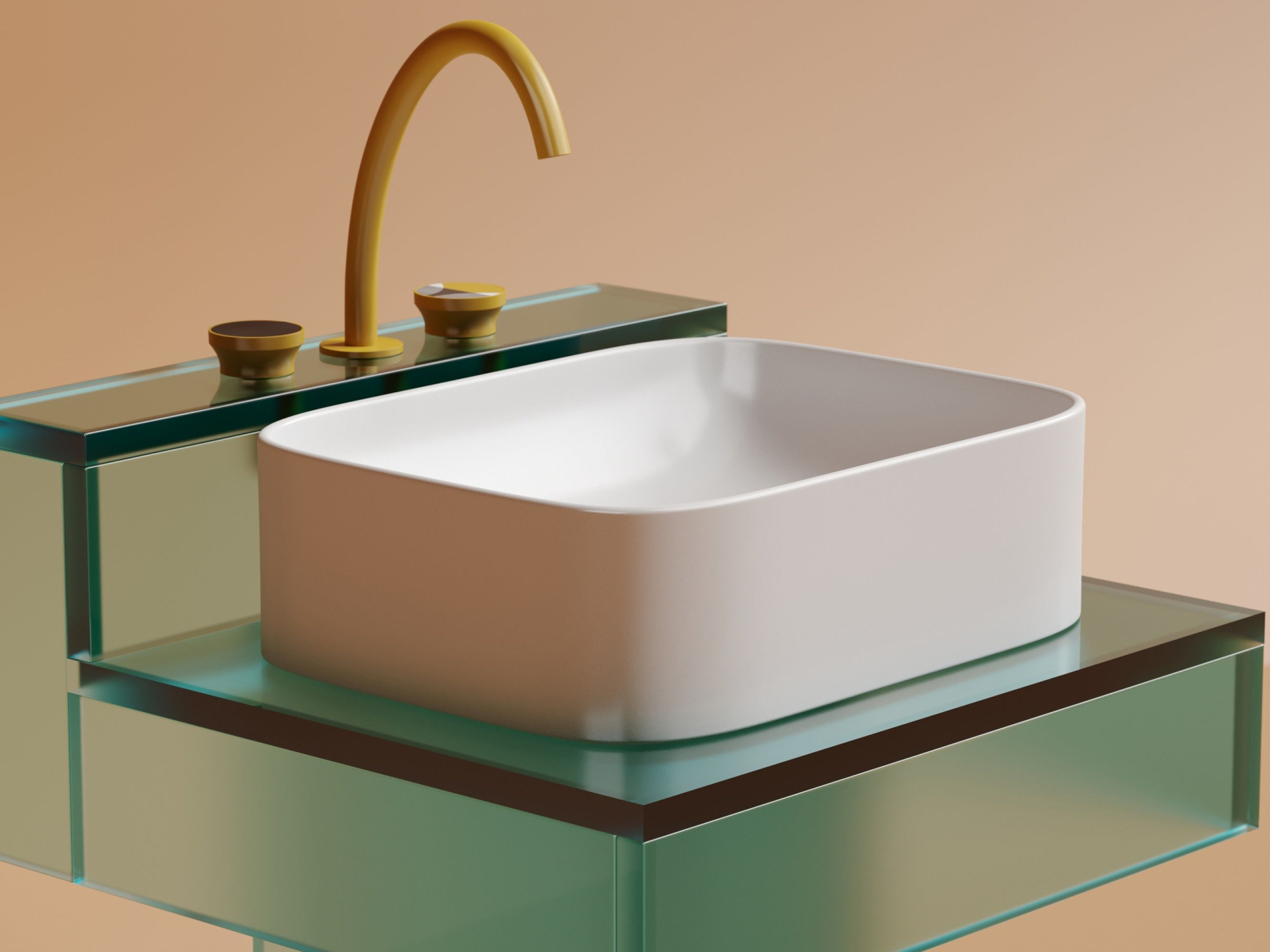 Умывальник чаша накладная прямоугольная CN6052MW