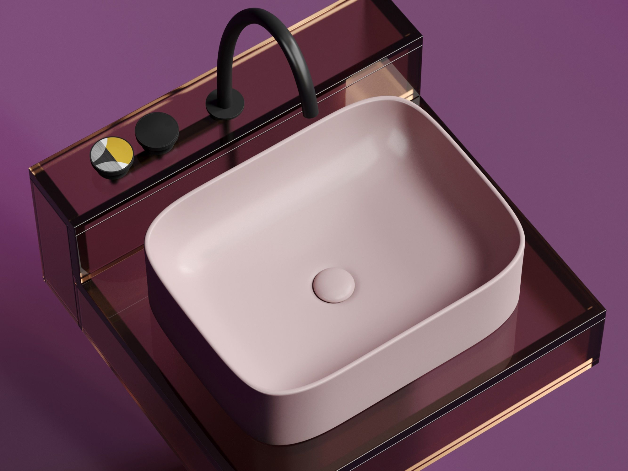 Умывальник чаша накладная прямоугольная CN6052MP