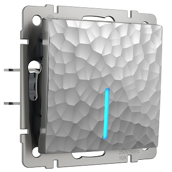 Выключатель одноклавишный проходной с подсветкой (серебряный) Werkel