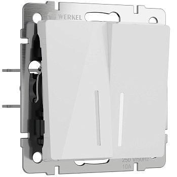 Выключатель двухклавишный проходной с подсветкой (белый акрил) Werkel