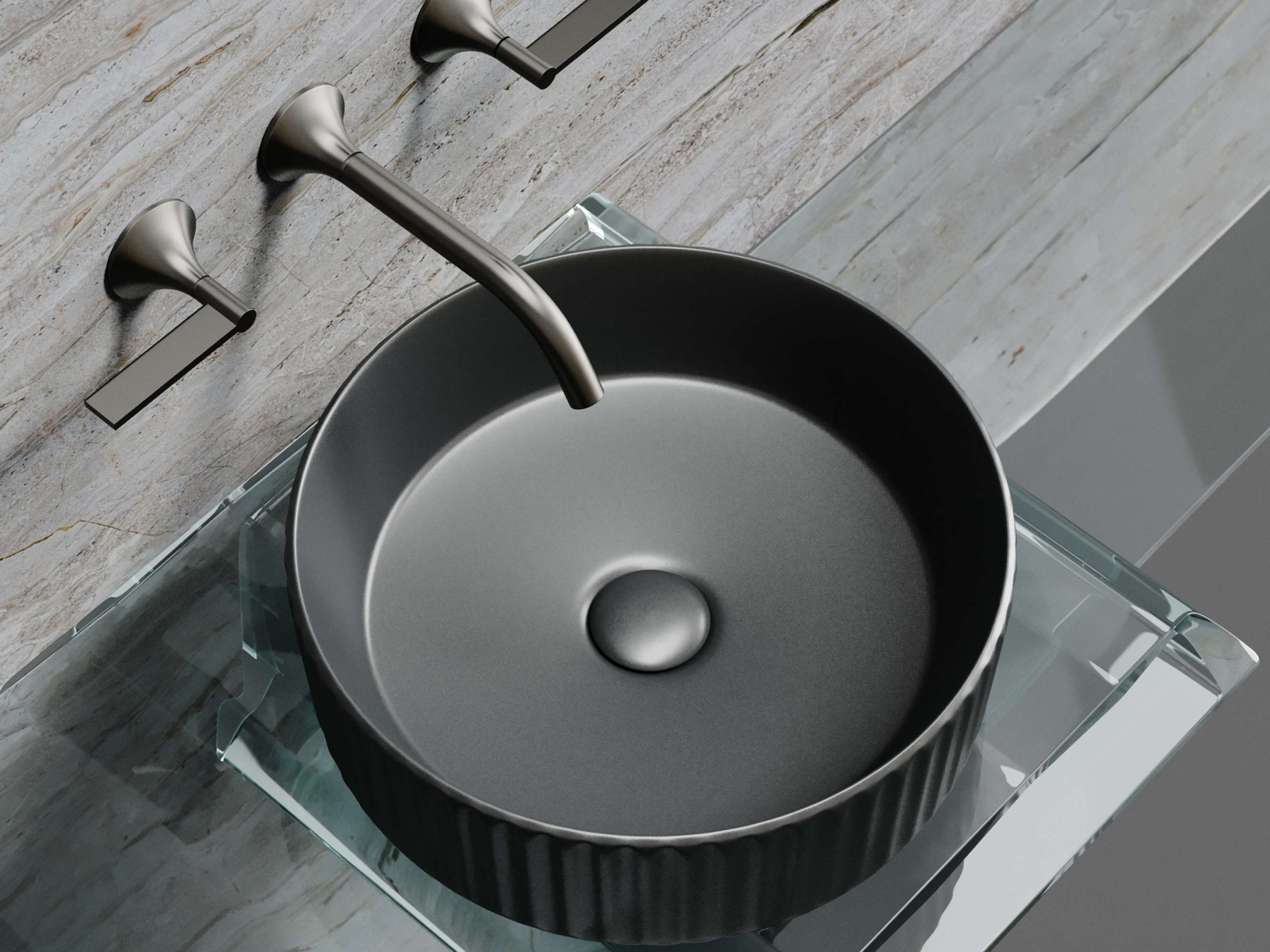 Умывальник чаша накладная круглая CN6057MDH