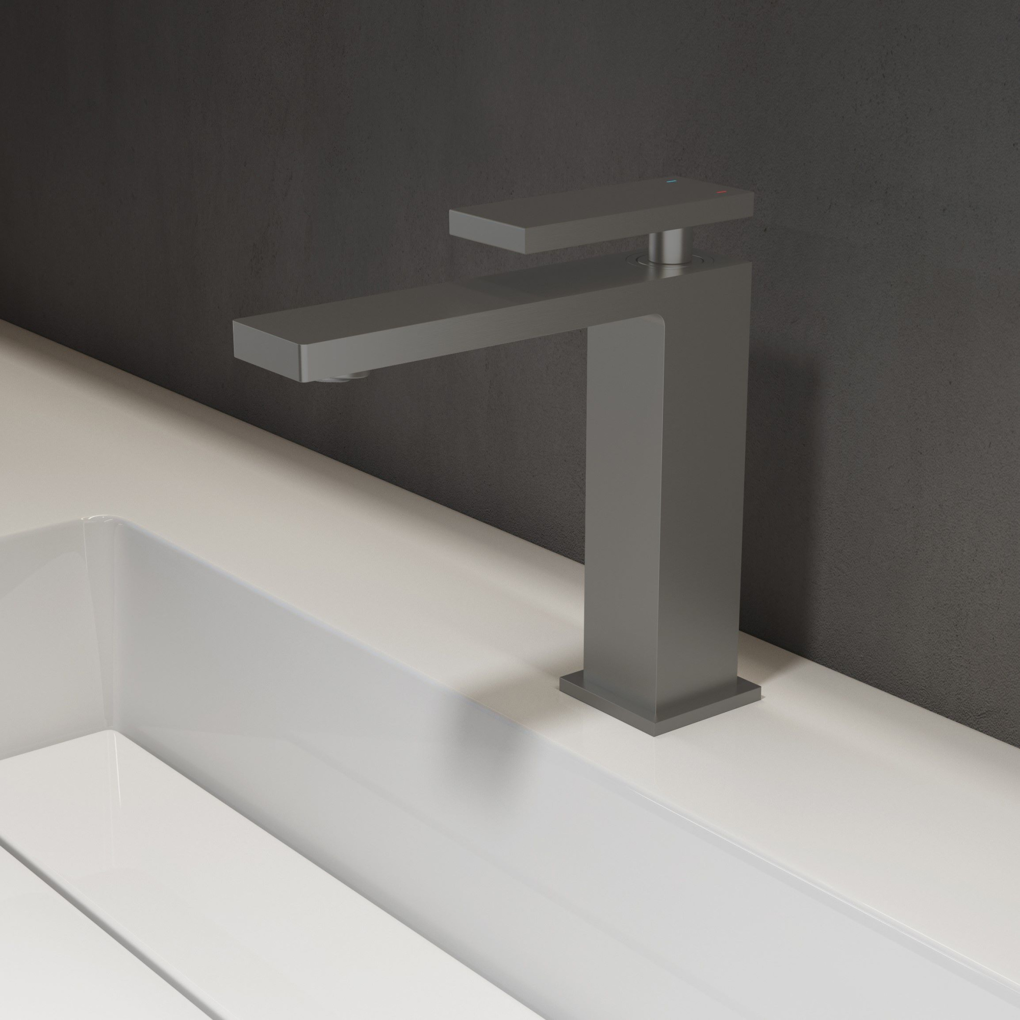 Смеситель Vincea Rim VBF-2DS1GM на раковину вороненая сталь