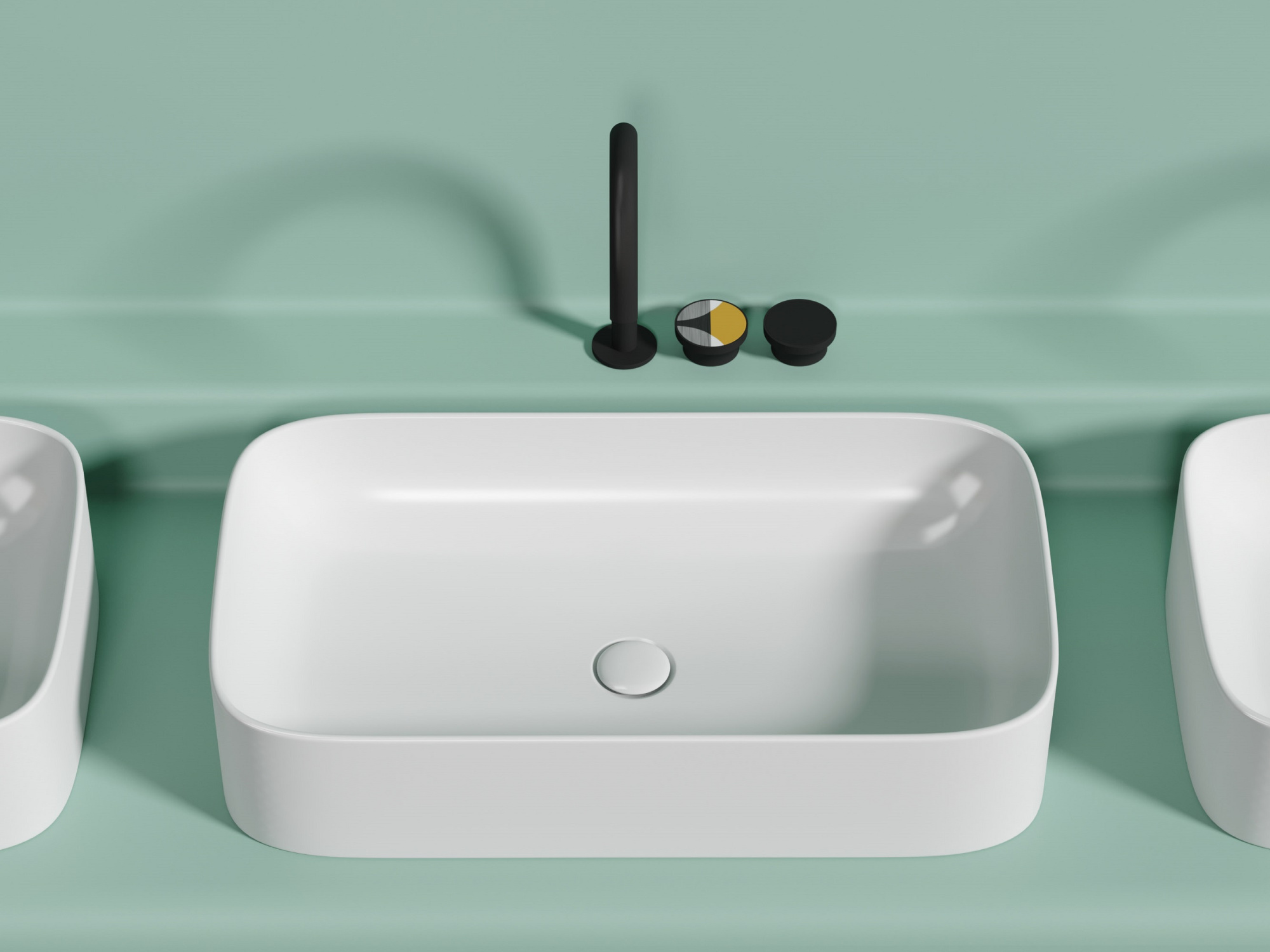 Умывальник чаша накладная прямоугольная CN6054MW