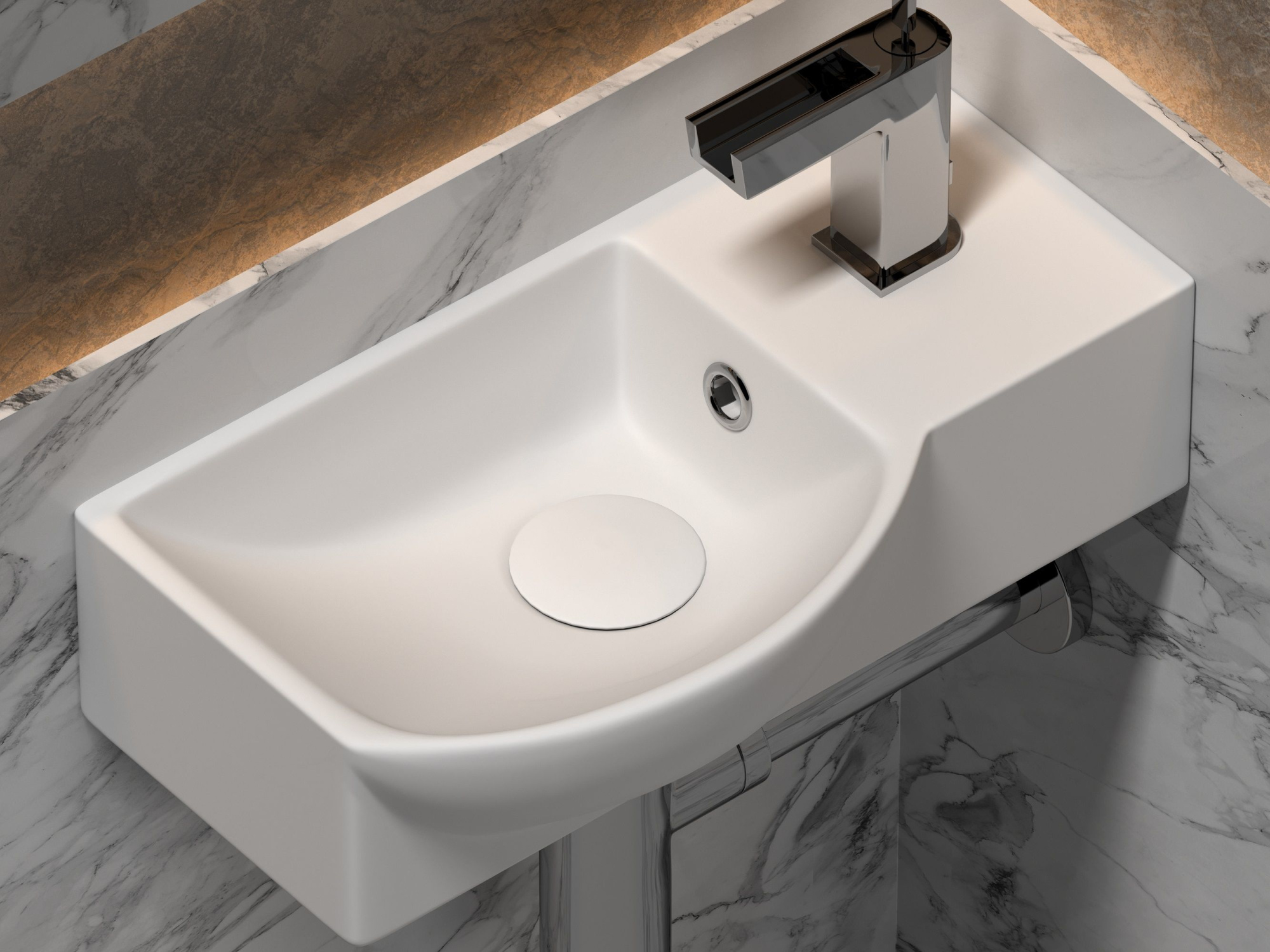 Умывальник подвесной прямоугольный с крепежом CN6039L